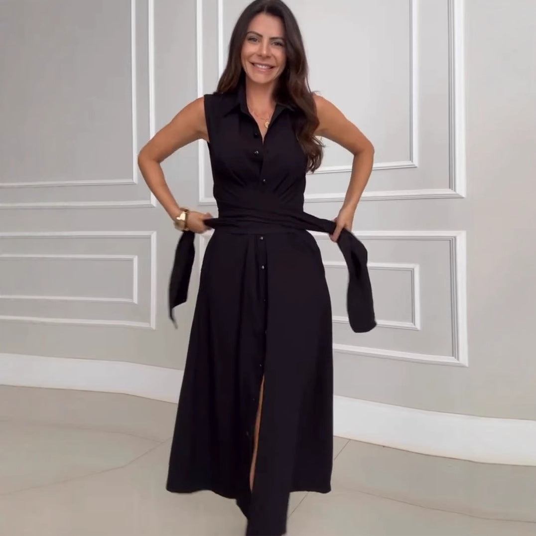 MiraLine | Raffinée – Robe Sans Manches & Taille Croisée