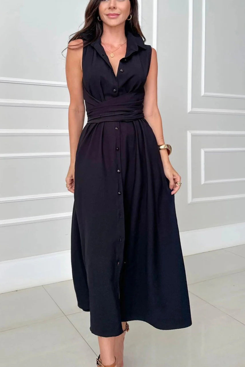 MiraLine | Raffinée – Robe Sans Manches & Taille Croisée