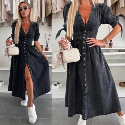 NORA | Robe Boutonnée Jean
