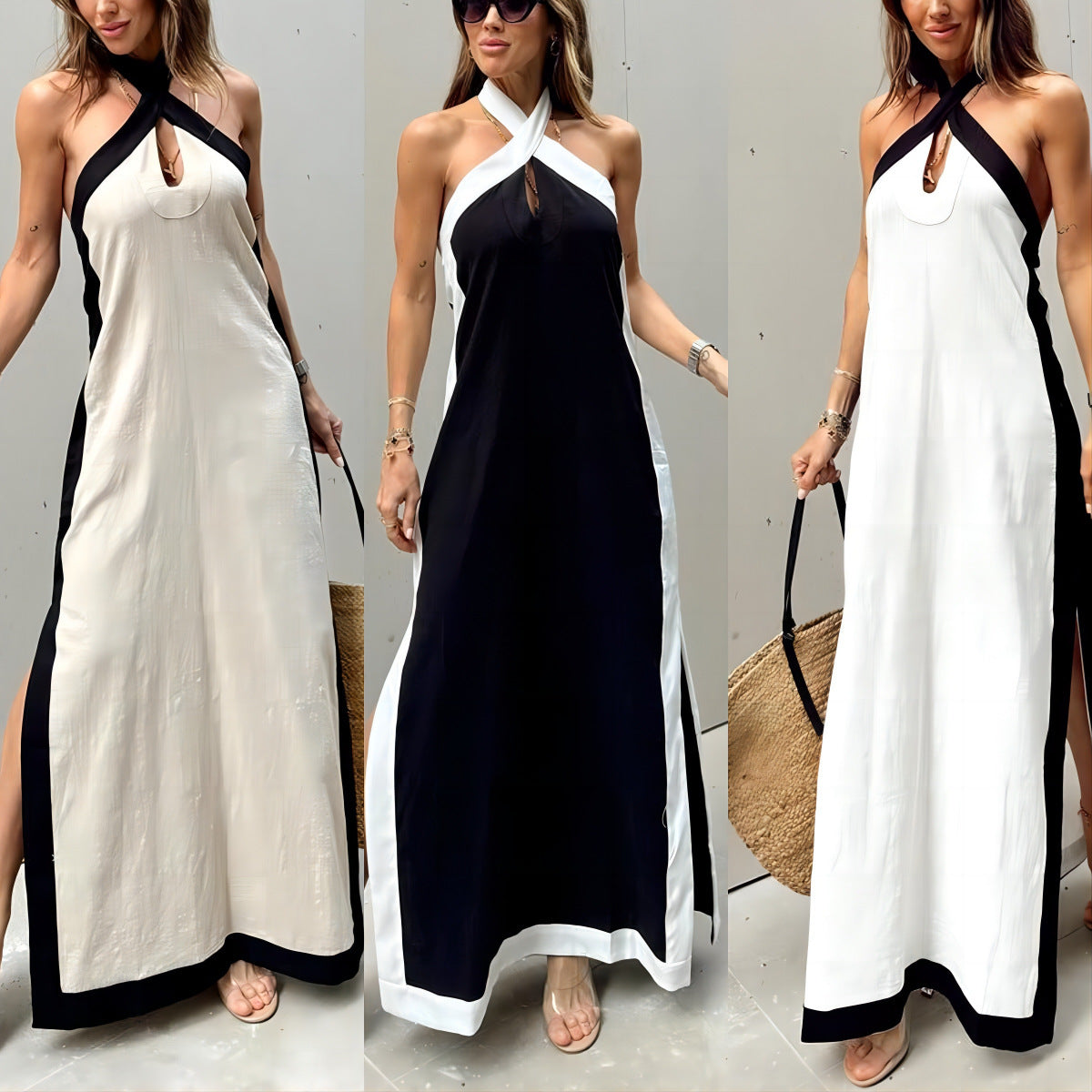 LÉA | Robe Lin & Coton – Décolleté Licou