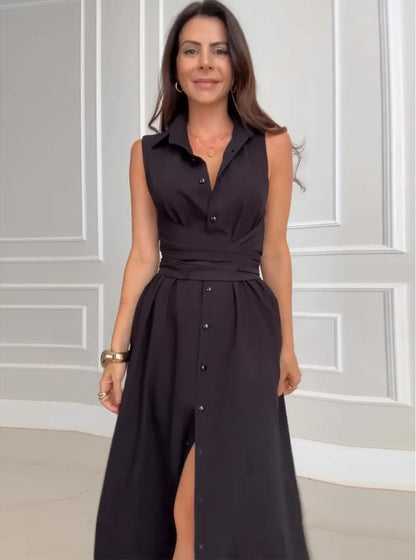 MiraLine | Raffinée – Robe Sans Manches & Taille Croisée