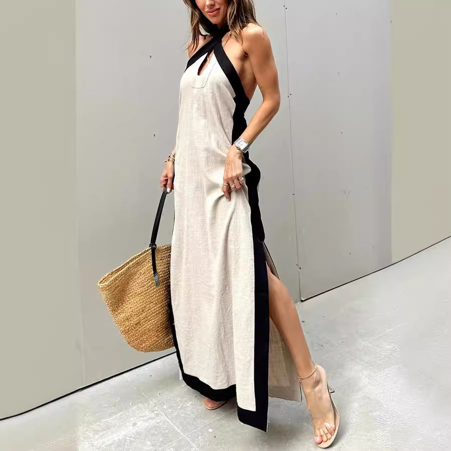 LÉA | Robe Lin & Coton – Décolleté Licou