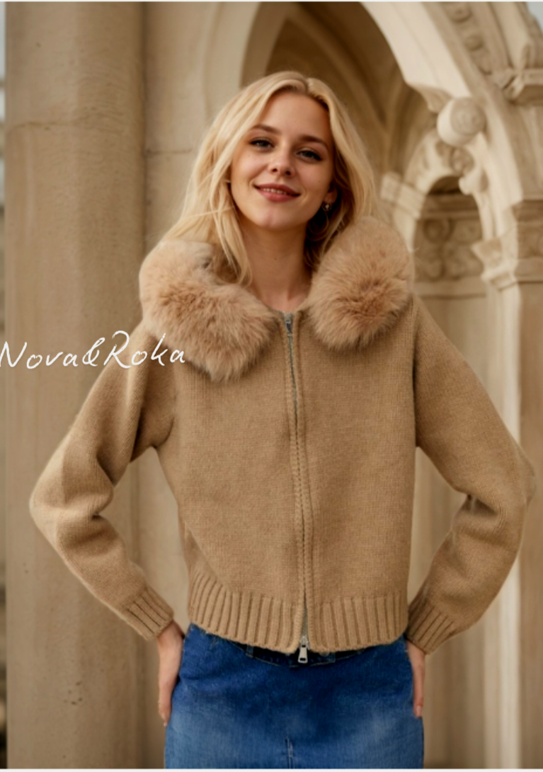 Cardigan Luxe en Fourrure de Renard